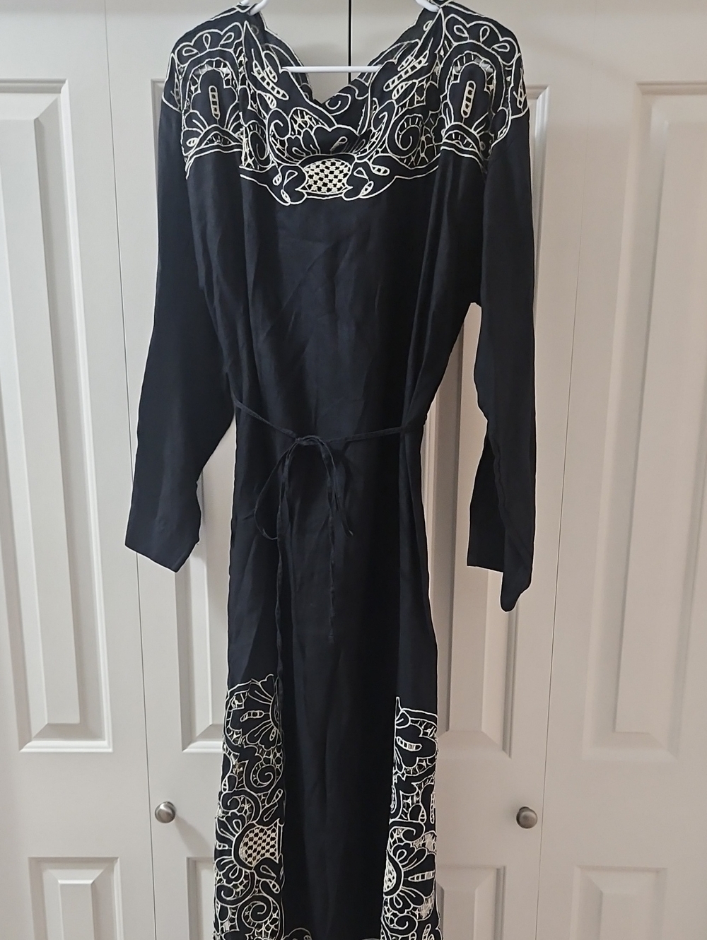 J.Crew Large Black Maxi Dress with Embroidered Trim